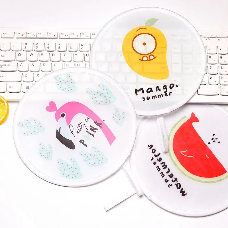 

Mini Handmade Art Multi Pattern Decor Fan Foldable Cloth Round Folding Fan Summer Handheld Outdoor Travel Cooling Fans