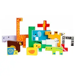 FBIL-детские игрушки деревянные животные Мультяшные блоки мини-игрушки Интересные строительные блоки раннее образование для развития