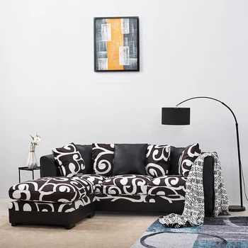 

Panana Living Room Sofa 3 Seater/Footstool Velvet Fabric Digital Printing Pattern PU Leather With Fabric Pillows