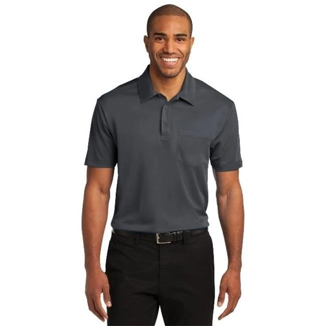 Port Authority K540P Mens Silk Touch Performance Pocket Polo T-Shirt Steel Grey - Extra Large |