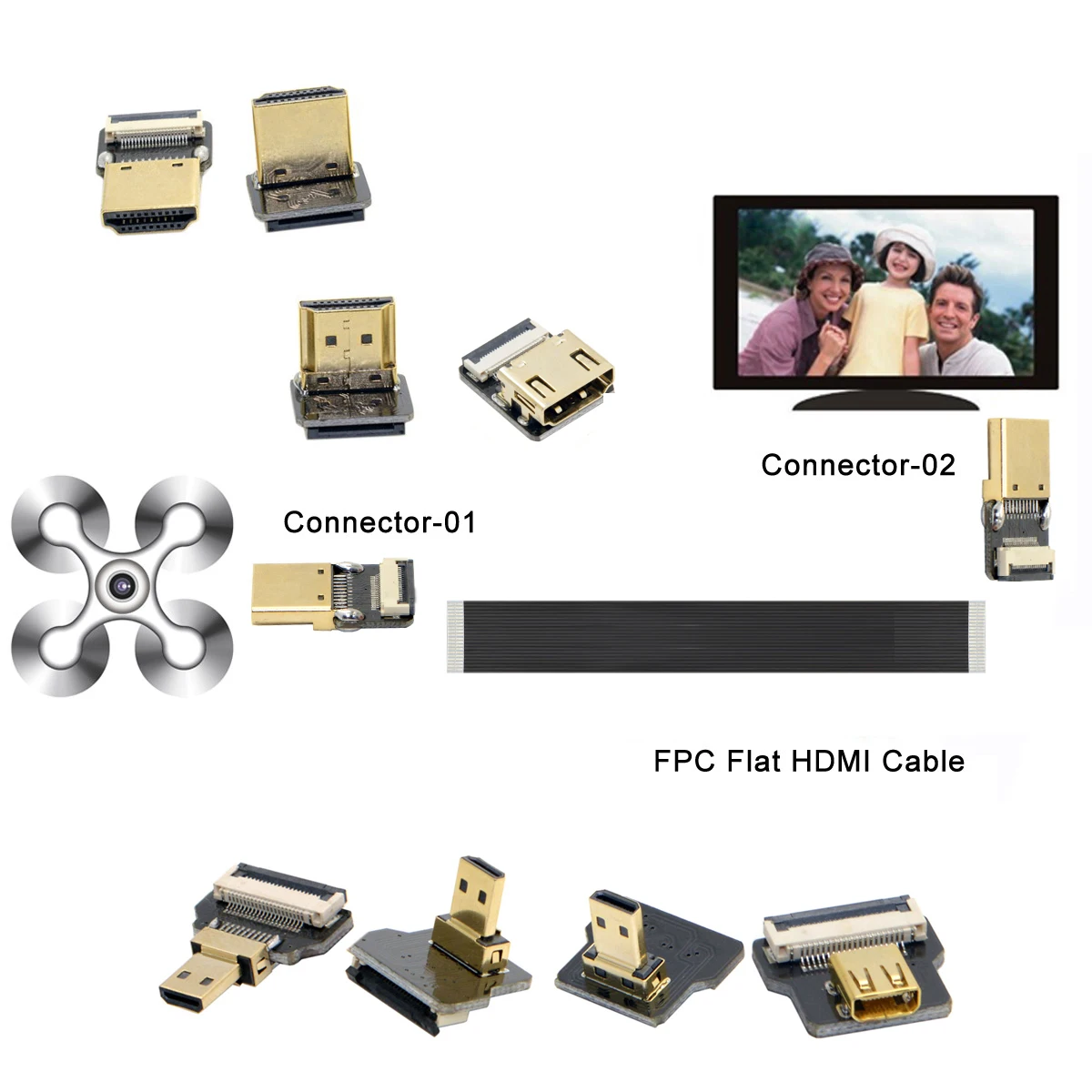 Chenyang A4D HDMI FPV тип A для Micro Тип D вверх вниз мужской женский колено HDTV плоский FPC
