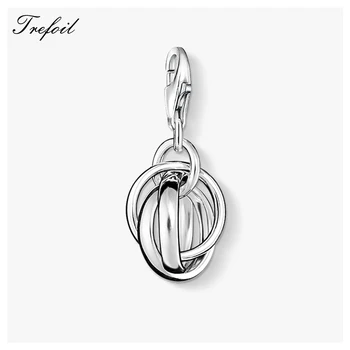 

Tri-Circle Round Charms Pendant,Fashion Jewelry 925 Sterling Silver trendy Gift For Women Girls Fit Bracelet Necklace Bag 2018