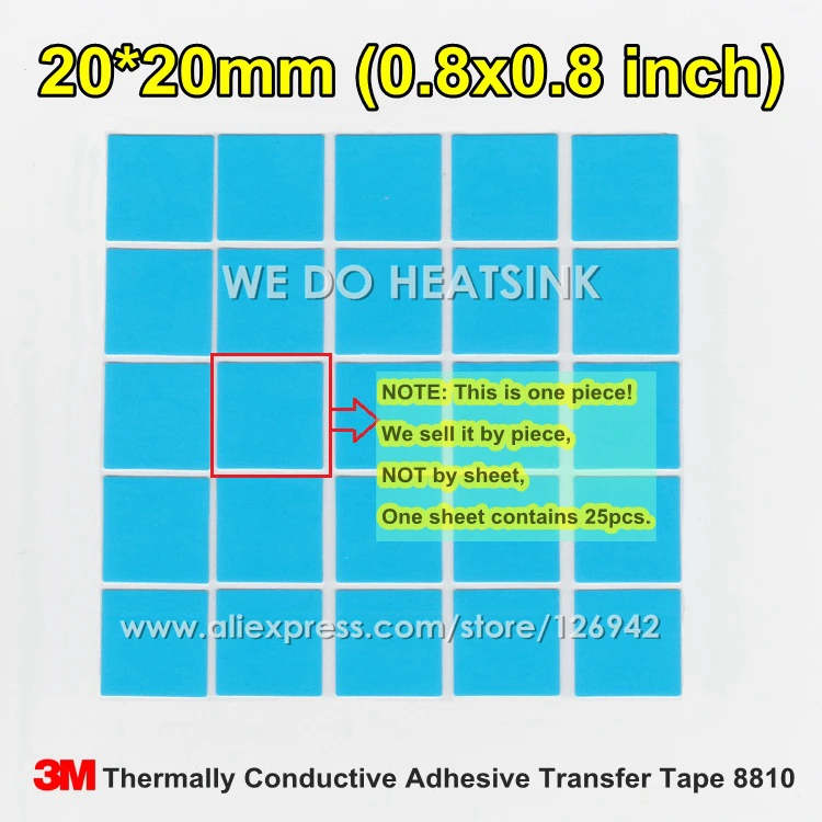 شحن مجاني 20 قطعة/الوحدة 3 M 8810 20x20x0.25 مللي متر GPU وحدة المعالجة المركزية رقاقة غرفة تبريد بارد الحرارية موصل بطانة حماية من السيليكون لاصق نقل ا...