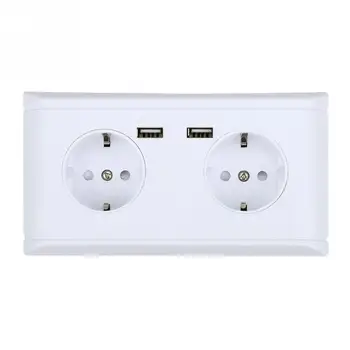 

EU Plug Multi-Functional Wall Power Outlet Socket with Dual USB Port for Phone Charging 250V White hot