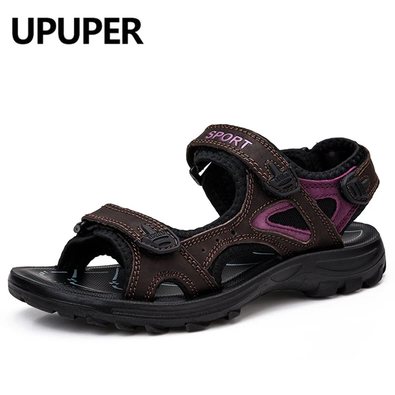 

UPUPER Casual Sandals Genuine Leather Platform Sandals Women 2019 Shoes Comfortable Women Flat Summer Beach Shoes Plus Size 41