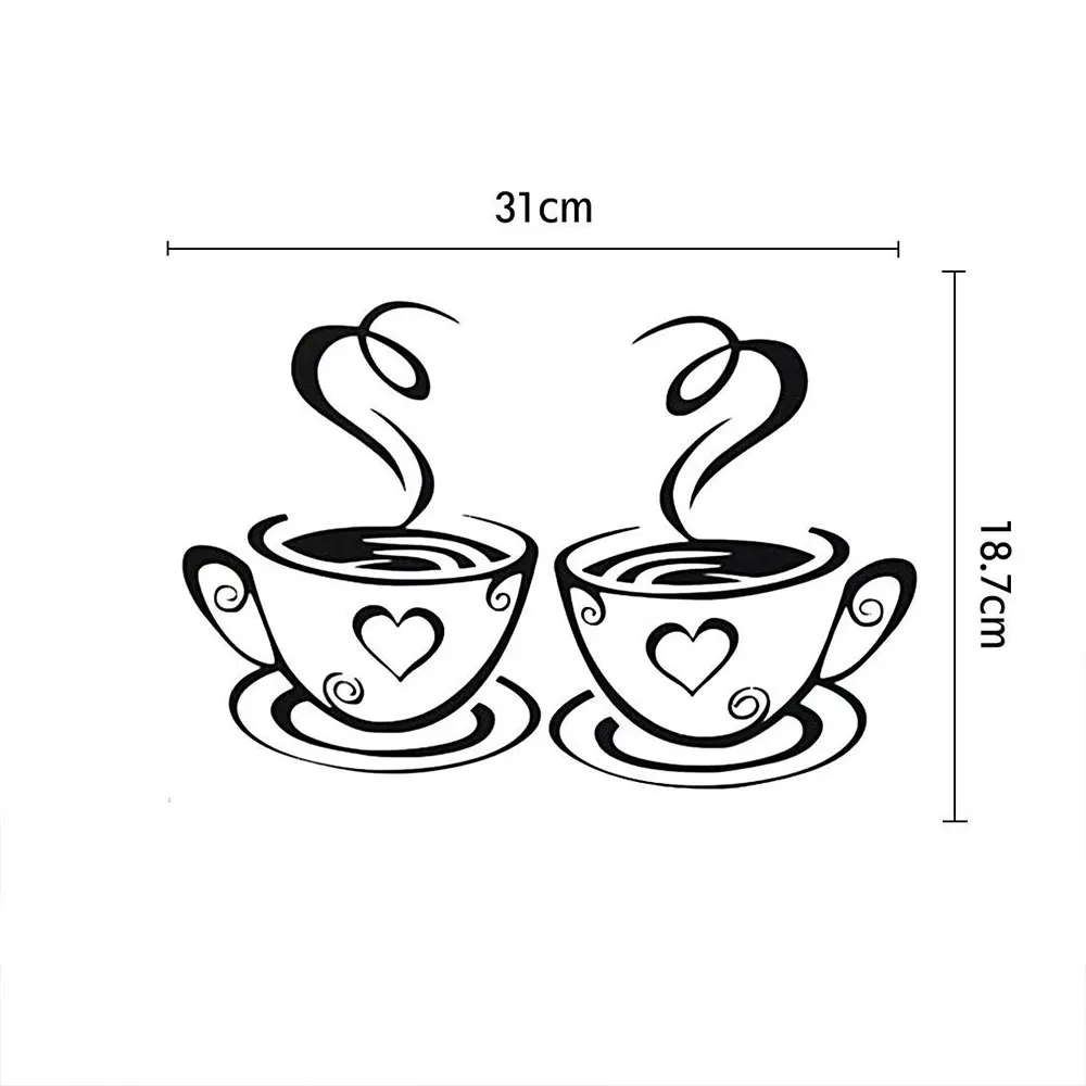 Art Decal Kitchen PVC 2017 Wall Stickers Pub Tea Creative Coffee Cups Home Cafe Restaurant Decoration New Vinyl
