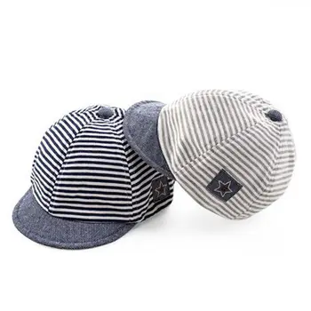 

Lovely Summer Newborn Baby Kid Girls Boy Striped Sun Cap Cotton Beret Hat 3Color