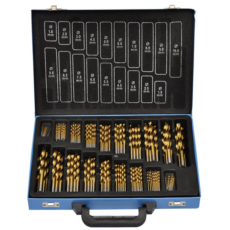 

170-Piece Titanium Drill Bit Set in Handy Metal Box HSS TI for Workshop Vehicle