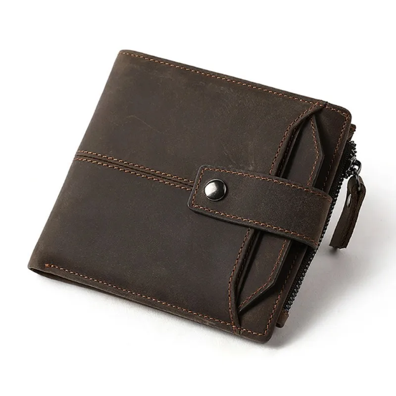 

HOT Men's Vintage Real Cowhide Genuine Leather Wallets Bifold Clutch Solid Short Purses Male ID Credit Cards Holder Bag Carteira