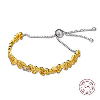 

Shine Openwork Butterflies Sliding Bracelet Argent 925 Sterling Silver Bracelets Bangles for Women Original Jewelry pulseras