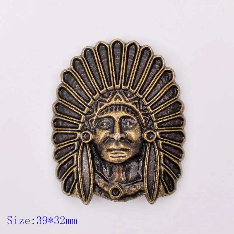 

10PCS 39X32MM Big Biker Motocycle Solid Antique Brass Tribal Indian Headdress Skull CONCHOS Screw Back