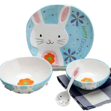 Новая милая детская посуда в виде животных творческий набор чаша тарелка с рисунками фруктов керамические чаши посуда 4 шт./компл