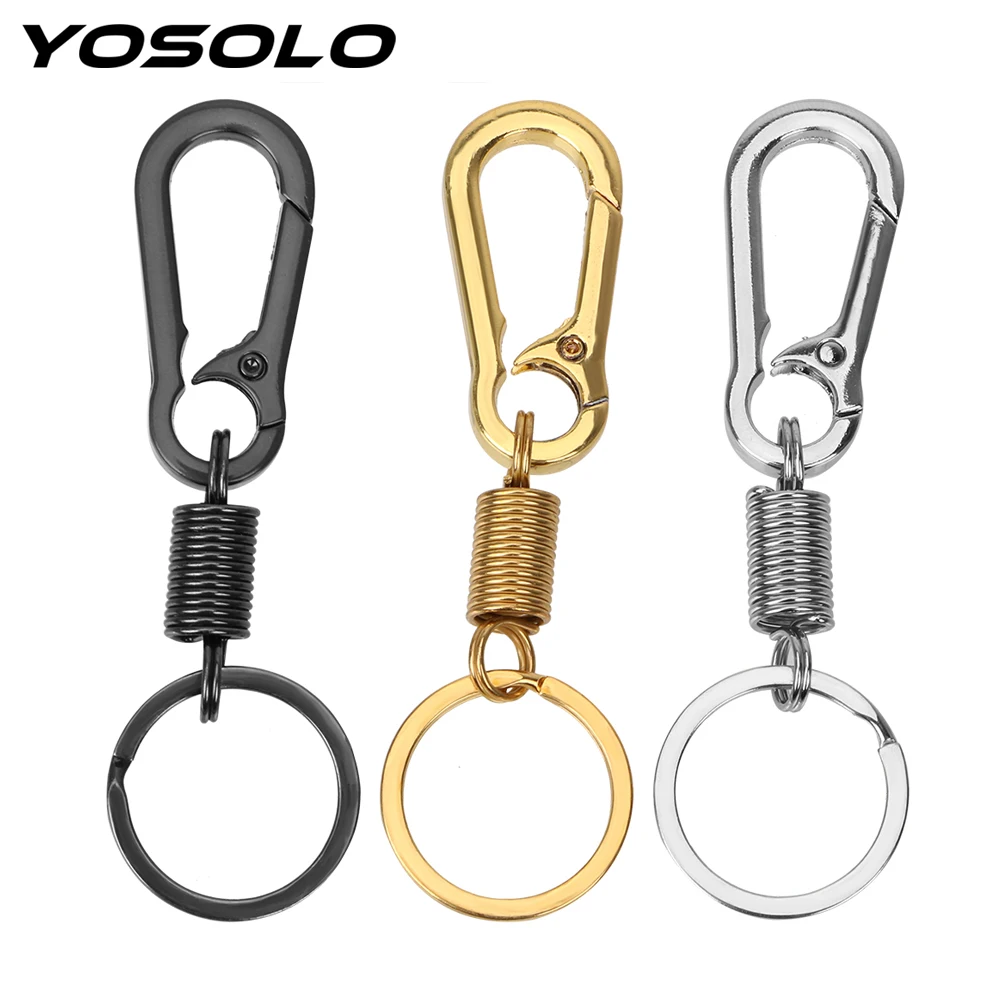 

YOSOLO Key Ring Spring Gourd Buckle Belt Clip Loop Metal Key Chain Men Fashion Car-styling Stainless Steel Car Keychain