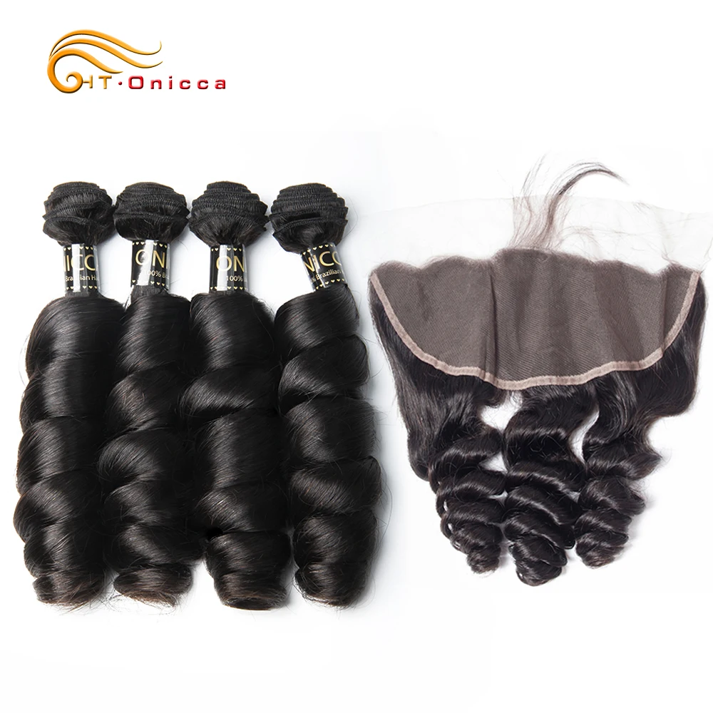 

Peruvian Loose Wave Bundles With Frontal Ear To Ear Lace Frontal Closure With Bundles Remy Human Hair Bundles With Closure