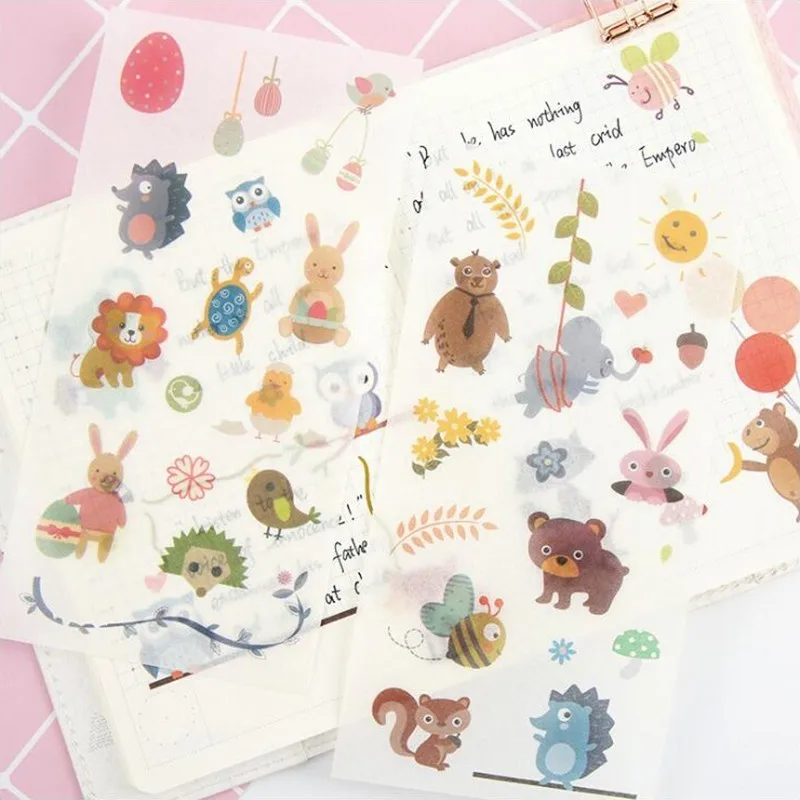 

6Sheets /Bag Multiple Animal Patterns Washi Sticky Paper Stickers Decoracion Scrapbooking DIY Office Stationery School Supplies