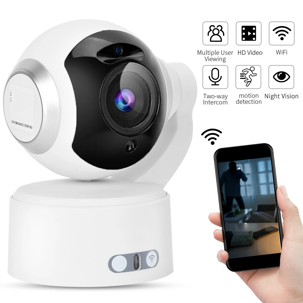 

PTZ WiFi Internet Camera 360 Degrees Rotation Baby Monitor with Night Vision/Two Way Audio