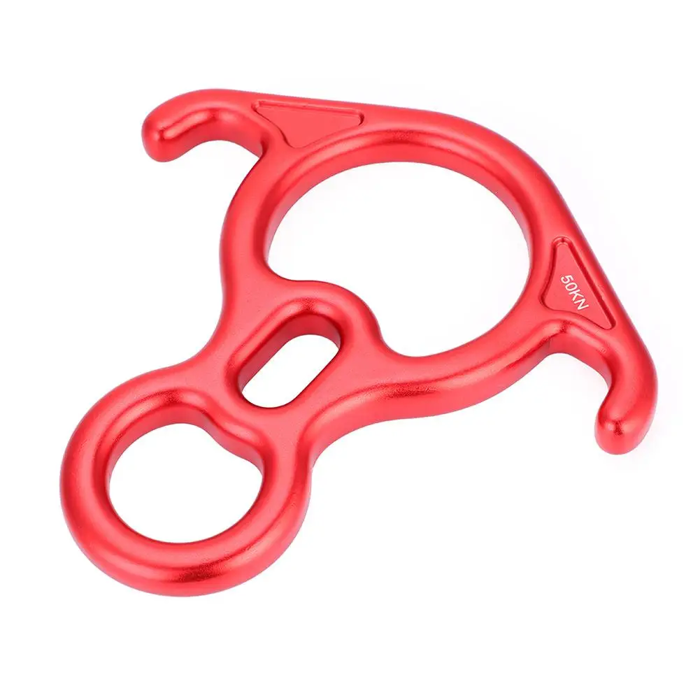 Rock Climbing Descender 50KN Figure 8 Type Rope Descender with Bent-ear Rappelling Gear Belay Device Climbing Rescue Gear