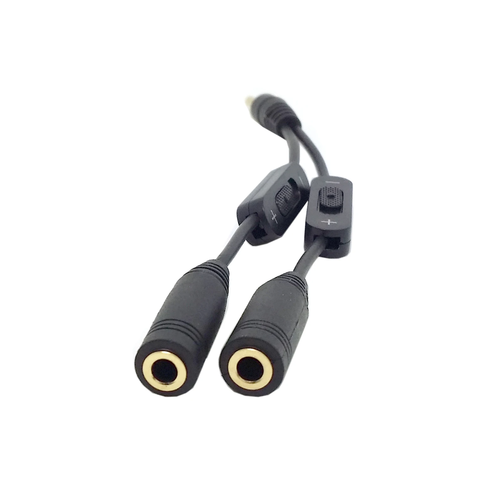 10pcs lot1 in 2 out 3 5mm Stereo Male to Double 3 5 mm Female Audio Headphone Y Splitter Cable with Volume Switch Black