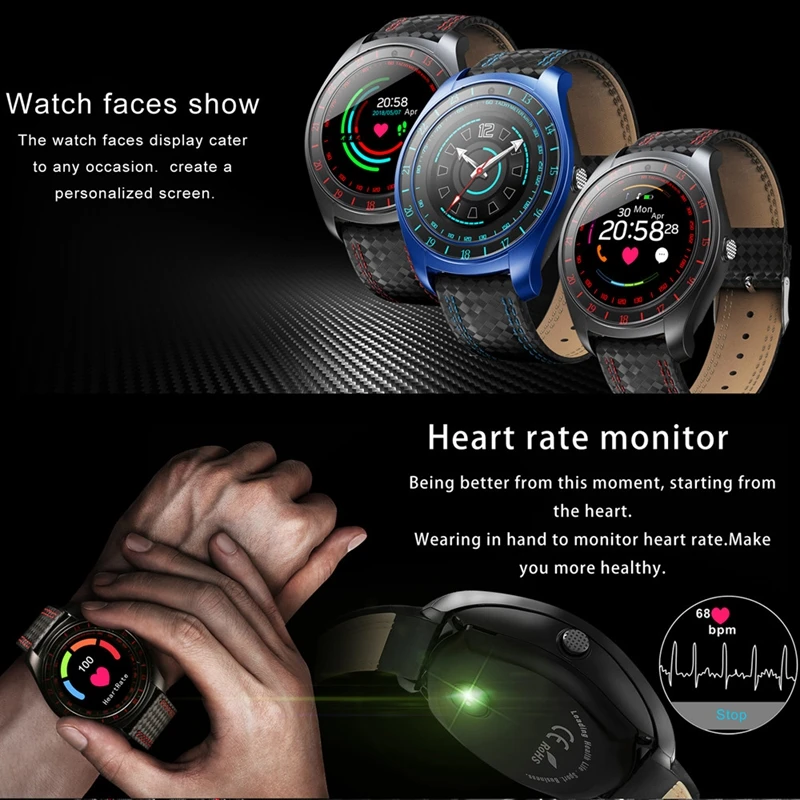 

Interactive Music Wearable Devices Heart Rate Monitor Smart Watch Men Remote Camera Smart Clock for Android IOS Electronic Watch