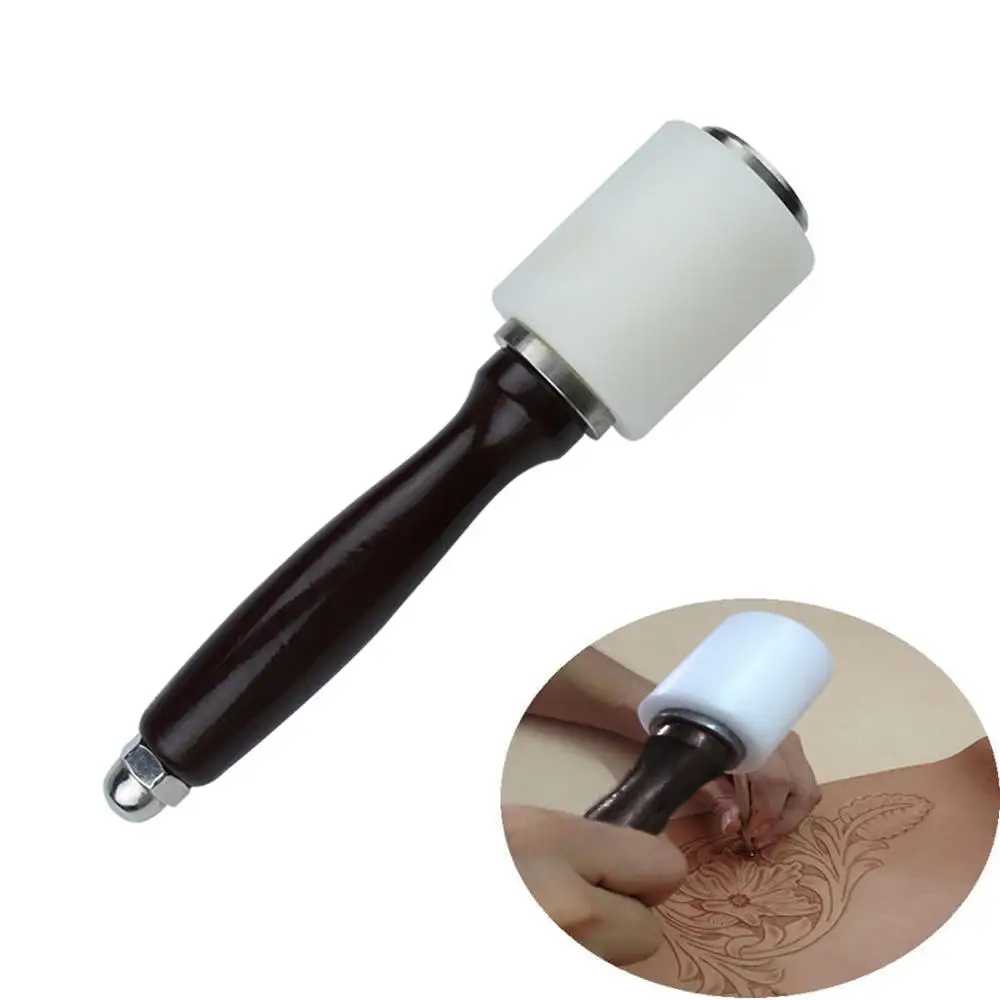 

Leather Carving Hammer Printing Tool DIY Craft Cowhide Punch Cutting Sew Nylon Hammer Tool Kit with Wood Handle Household