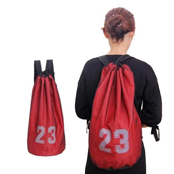 

Oxford fabric + Mesh Basketball Bag Drawstring Mash Backpack Fitness Bucket Bag Outdoor Basketball Backpack Sports Equipment Bag