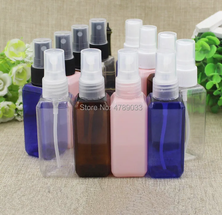 

10/30/50pcs Empty Spray Bottle 50ml Square Cosmetics Plastic Travel Spray Bottle Perfume Atomizer Cosmetics Sub-bottle