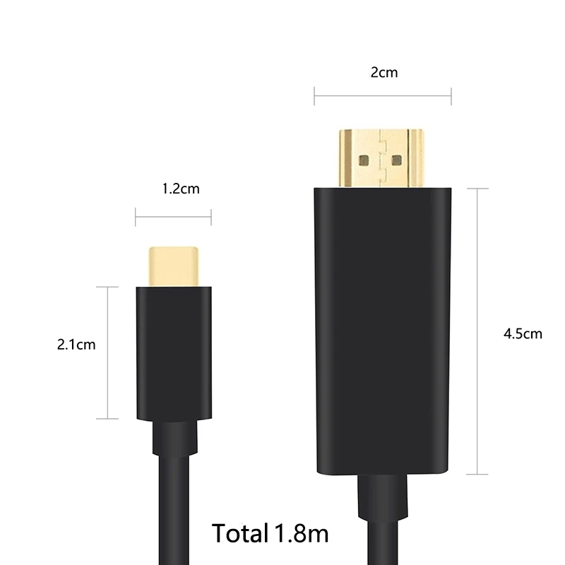 USB C к HDMI кабелю адаптер Type для Macbook iPad Pro 2018 Huawei Mate 20 Samsung Galaxy S9 4K|Компьютерные кабели