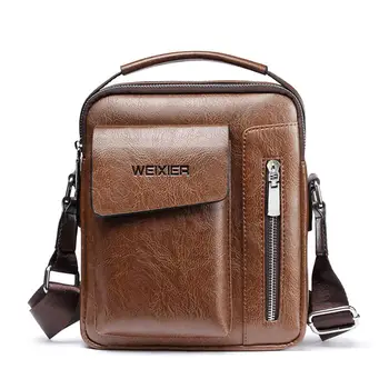 

PinShang Men Casual Retro Solid Color PU Single-shoulder Bag