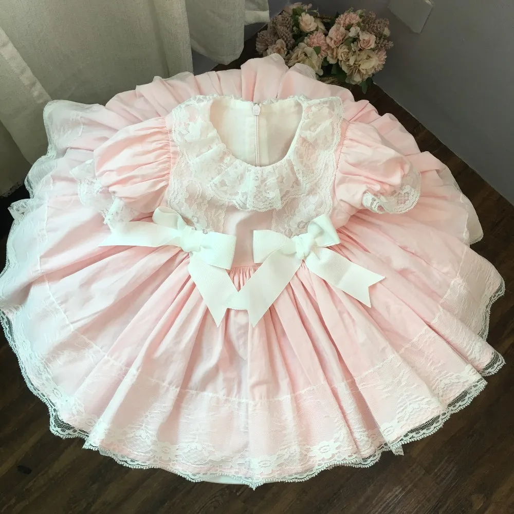 

girls pink dress lace baby dresses elegant girls clothing ruffles baby frock birthday holiday cotton children christmas costume