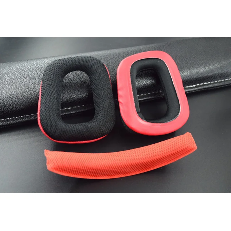 

LEORY 1 Pair Replacement Headphone Cushion Earpads + Headband set for Logitech G930 G430 F450 Headphones Soft Headset accessory