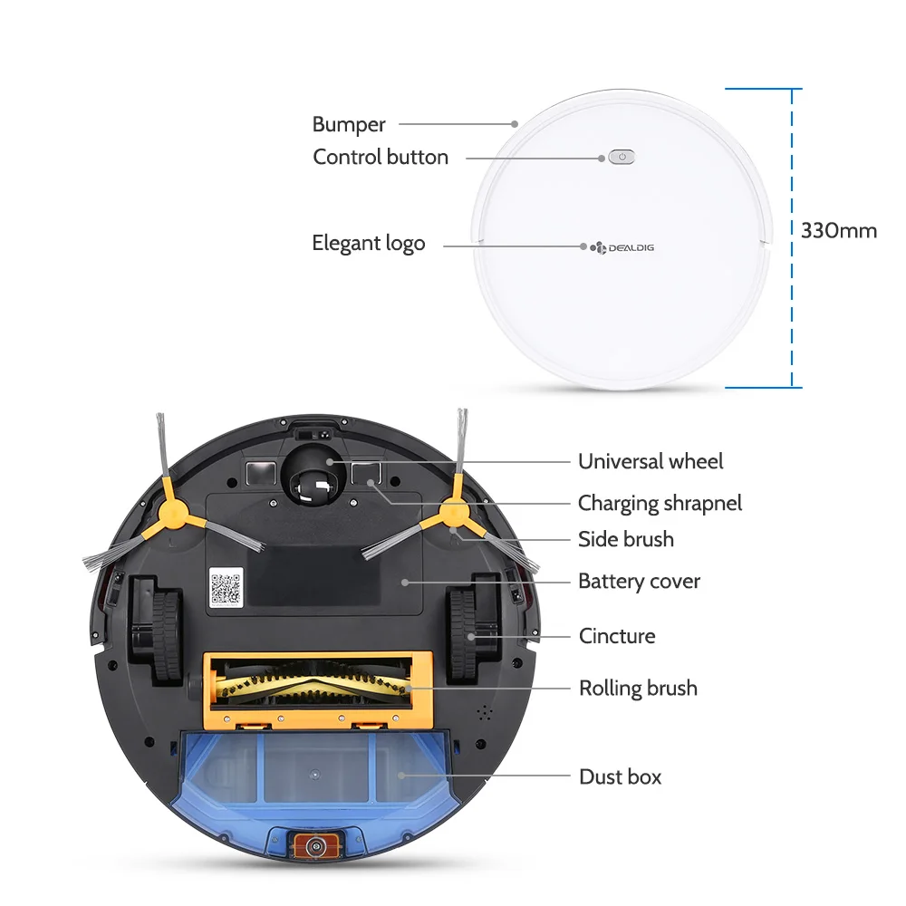 DEALDIG robвакуум 8 робот пылесос с Wi-Fi подключением работает для Alexa гироскоп навигационное приложение дистанционное управление низкий уровень шума