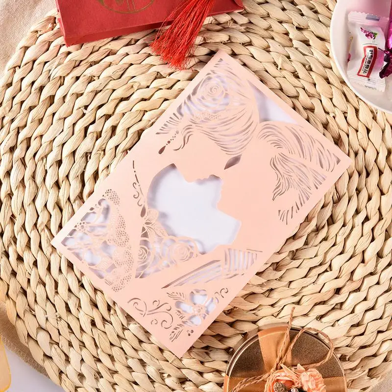  10PCS Holiday Hollow Greeting Card Valentine's Day Greeting Card Invitation Letter Girl Boy Invitat - 33002894527