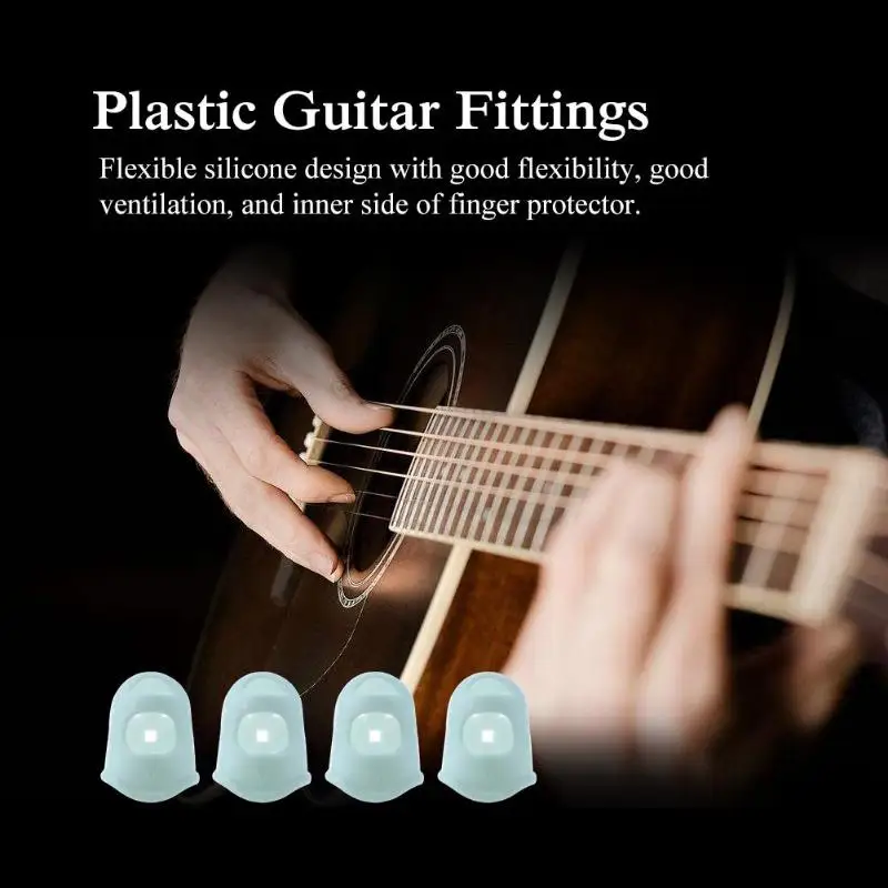 4pcs Silicone Guitar Thumb Finger Picks Protector Plectrum Fingertip