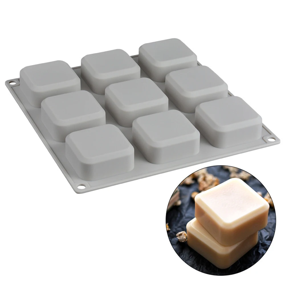 

New DIY Silicone Soap Mold for Handmade Soap Making Forms 9-Cavity 3D Mould Square Soaps Molds Baking Tools for Cakes Bread