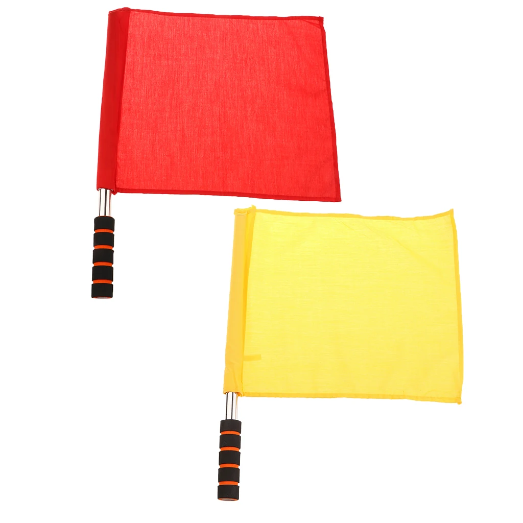 2pcs Sports Soccer Linesman Official Flag Red And Yellow With Rods 2pcs Sports Soccer Linesman Official Flag Red And Yellow With Rods
