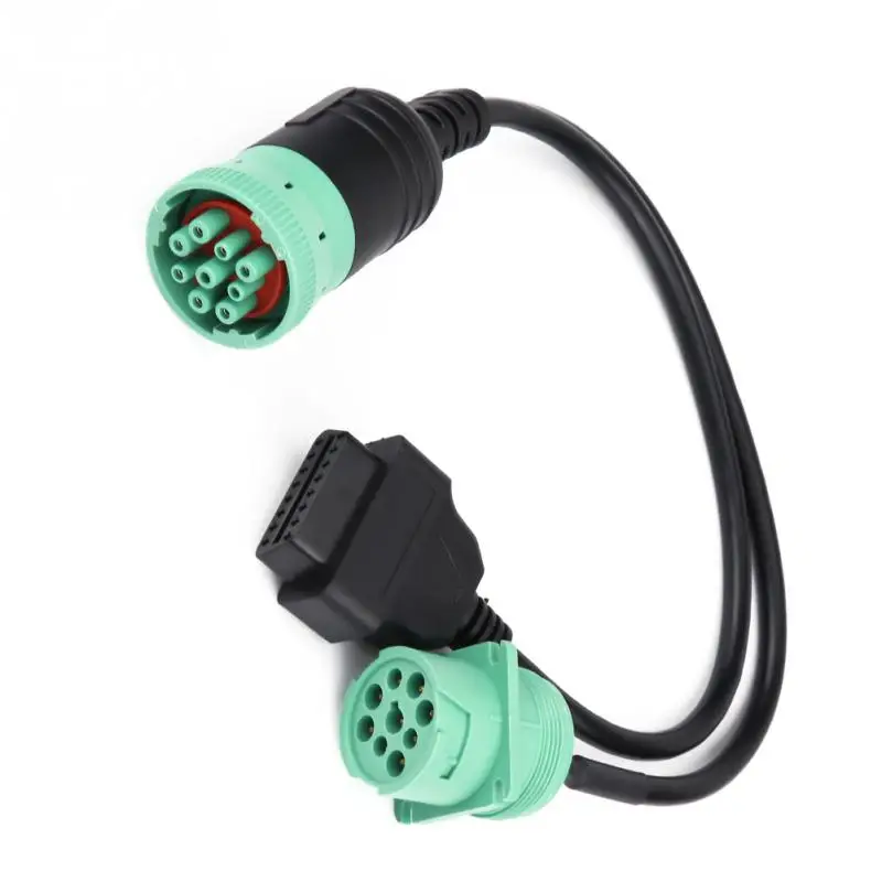 9 Pin к OBD2 Интерфейс грузовик y кабель адаптер OBDII Y сплиттер 16Pin папа женскому J1939