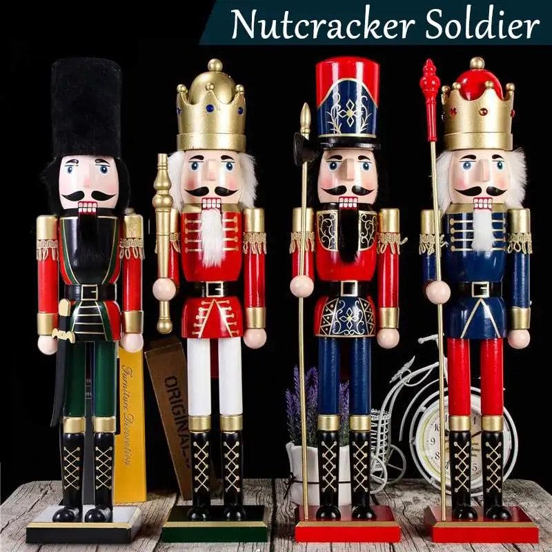 

60cm Wooden Nutcracker Soldier Square Stand Colorful Wood Wooden Nutcracker Doll Puppet for Home Decoration Gifts wood Figurines