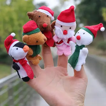 

5PCS/Set Christmas Toys Finger Puppets Cute Santa Snowman Elk Penguin Storytelling Finger Toys Gifts Early Educational Tools