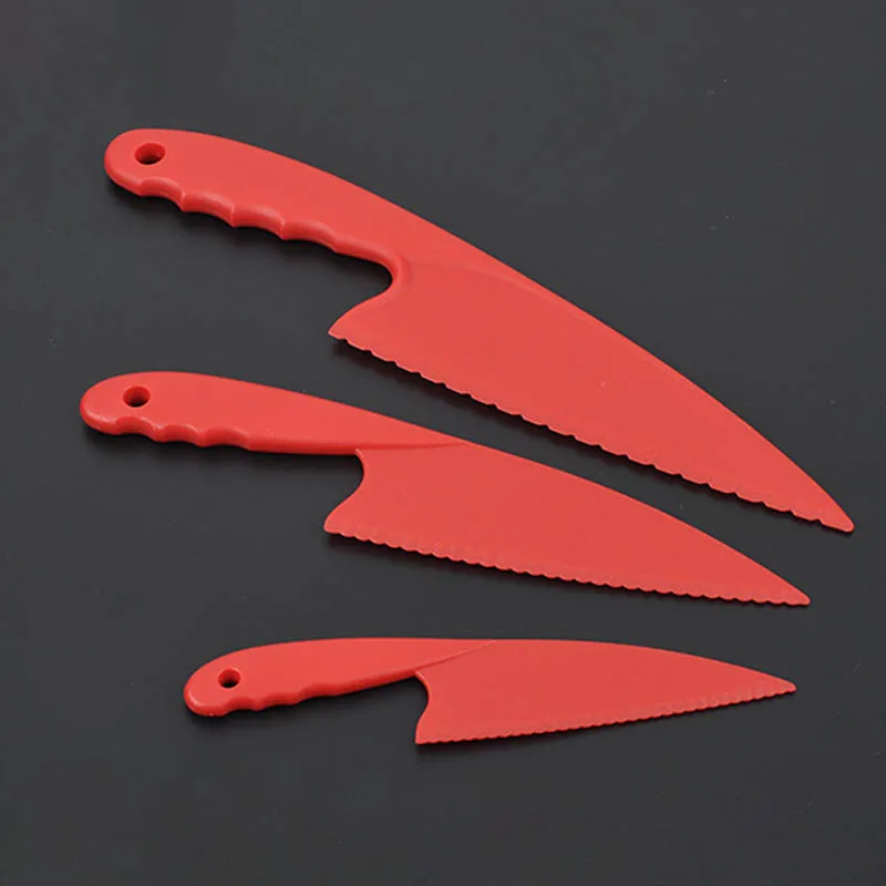 3Pcs Cake Knife Plastic Kitchen Gadgets Serrated Blade Cake Fondant
