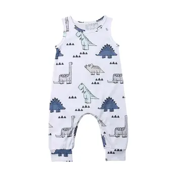 

Cute Newborn Baby Boy Girl Sleeveless Cartoon Dinosaur Romper Jumpsuit One Pieces Outfits Summer Clothes