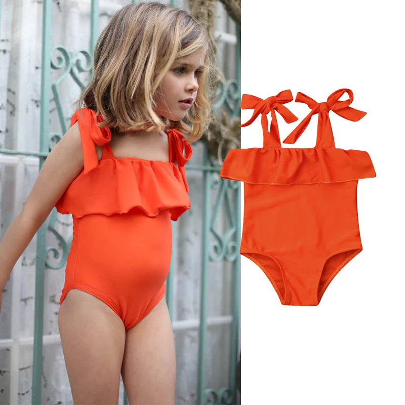 

2019 Summer Toddler Kid Baby Girls Cute Solid Ruffle Bikini Set Swimwear Swimsuit Beachwear Bathing