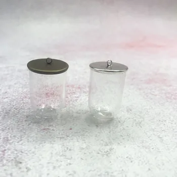 

50pcs/lot 30x20mm tube glass globe with 7 colors metal base finding set glass globe set vial pendant glass bottle accessories