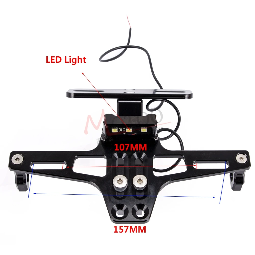 Универсальный CNC алюминиевый мотоцикл регулируемый угол заднего номерного знака держатель кронштейн с светодиодный светильник для Z750 R3