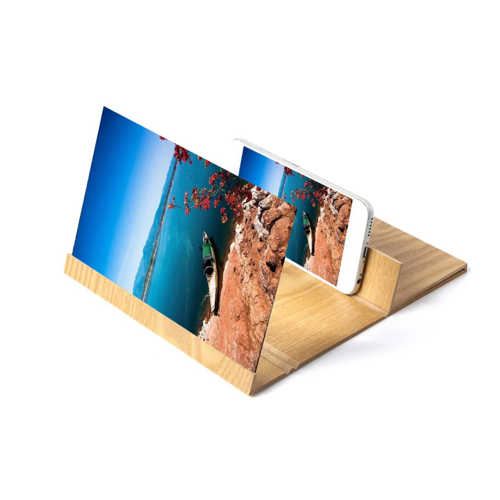 

Folding 12inch Wood Mobile Phone Screen Magnifier Bracket 3D Video Screen Display Amplifier Enlarge Stand Holder Eyes Protection