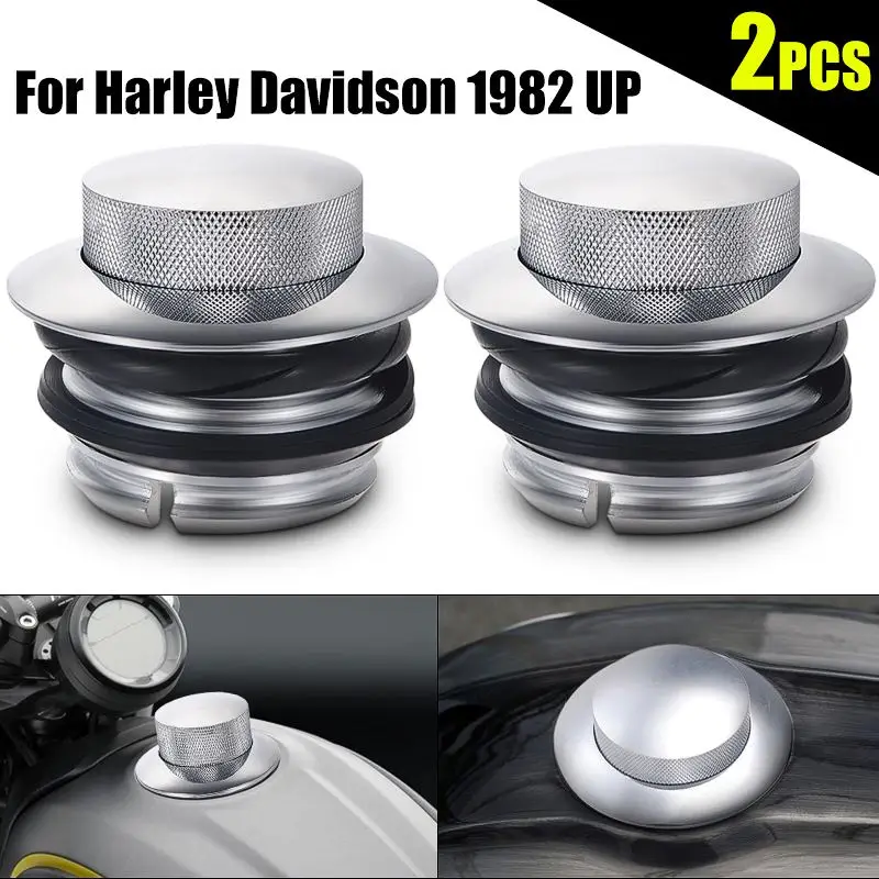 

2pcs Chrome Motorcycle Parts Gas Fuel Caps Cover Set for Harley Davidson 1982 Up