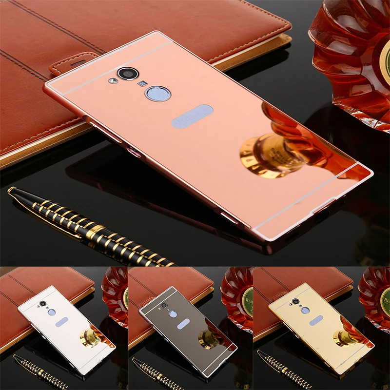 Чехол для Sony XA2 Ultra металлический бампер с зеркальной задней крышкой Жесткий Xperia