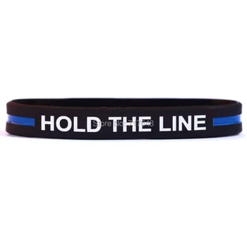

100pcs Hold the Line Thin Blue Line wristband silicone bracelets free shipping by ePacket A