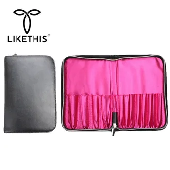 

LIKETHIS Ladies Makeup Bags For Women 2018 Luxury Leather Cosmetic Case Professional Zipper Solid Folded Brushes Bag Beautician