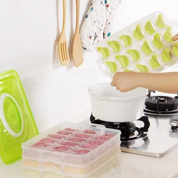 

4-Layer 72-Cell Portable Dumplings Refrigerated Box Refrigerator Fresh-Keeping Tray Container Storage Box Green Plastic