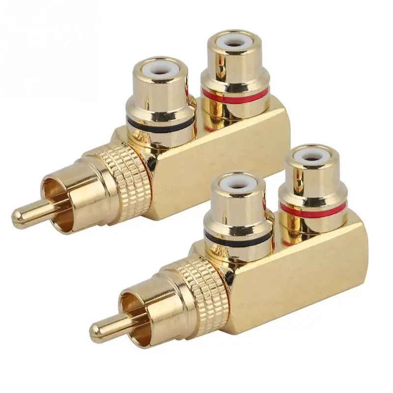 

2PCS AV Splitter Plug RCA Male to 2 Female Audio Video Adapter Connector for converting audio/video signal interfaces
